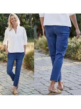 Frank & Eileen Womens Wicklow Raw Hem Chino Jeans Crop Classic Blue Size 6